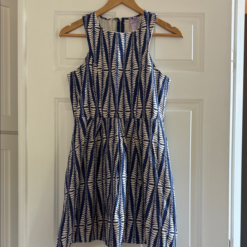Alya Blue and White Patterned Mini Dress